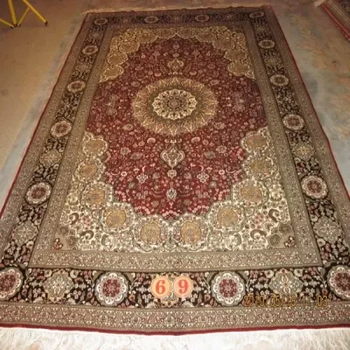 Hand knotted persian pure silk carpet